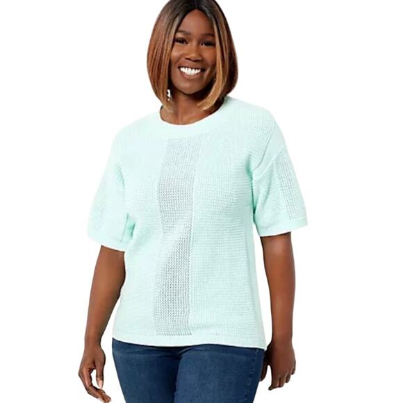 Laurie Felt Cotton Short Sleeve Sweater Mint Size XS NWOT - Picture 1 of 11